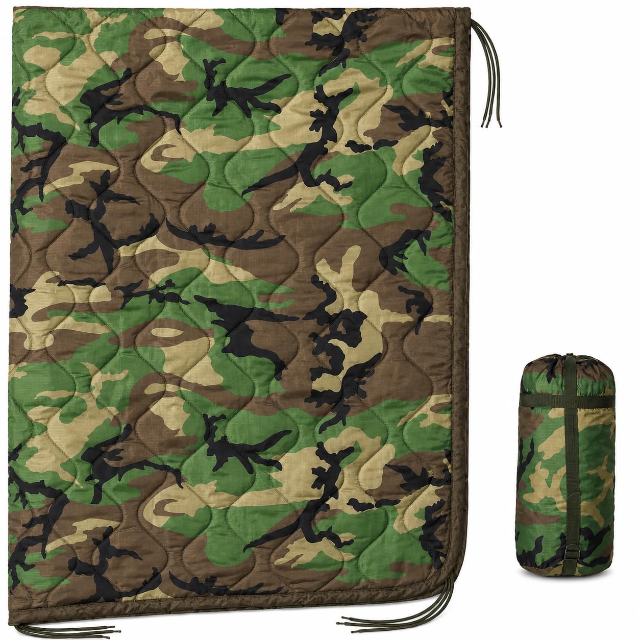 USGI Industries Manta Militar Woobie | Manta de Camping con Aislamiento térmico, Forro de Poncho | Grande, portátil, Aislante, Resistente al Agua, para Senderismo, Supervivencia | Bolsa de Transporte